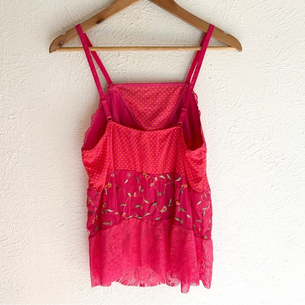 Y2K Victoria’s Secret Pink Mesh & Lace Embroidered Babydoll Cami Large - Picture 3 of 6